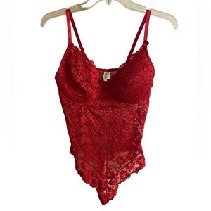 Rampage Red Lace Top‎ bodysuit y2k lingerie Sz 38C